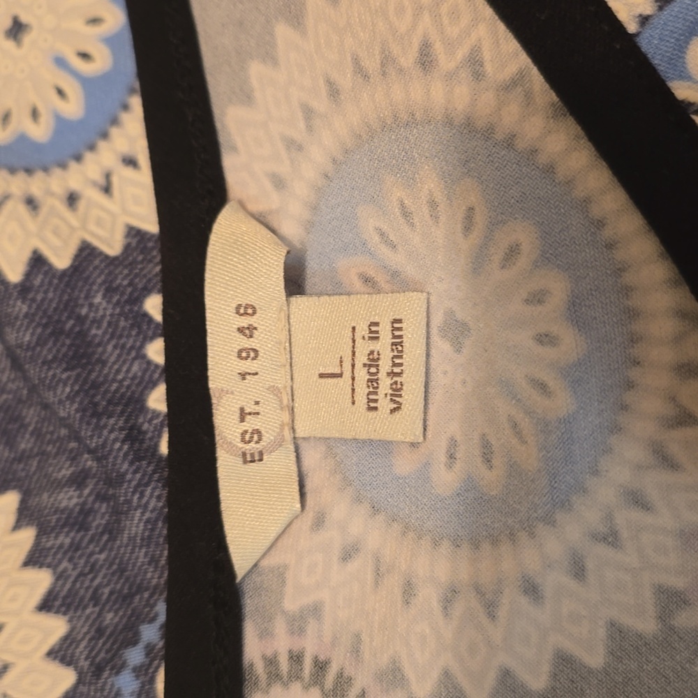 Est. 1846 Blue Geometric 3/4 Sleeve Tunic L - Picture 3 of 5